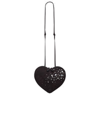 Sac Le Cœur en cuir et cristal - Noir