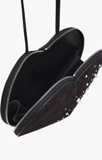 Sac Le Cœur en cuir et cristal - Noir