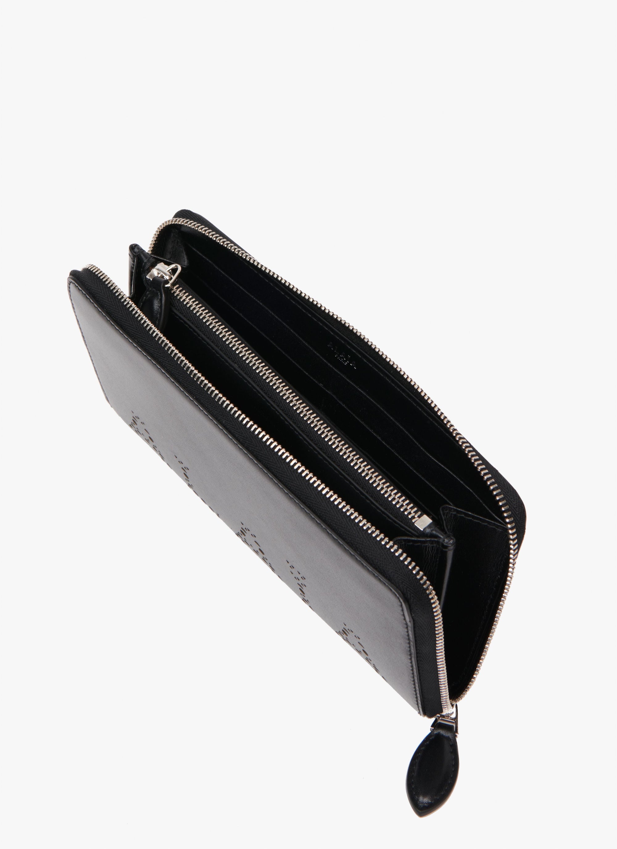 Zipped leather wallet - Black