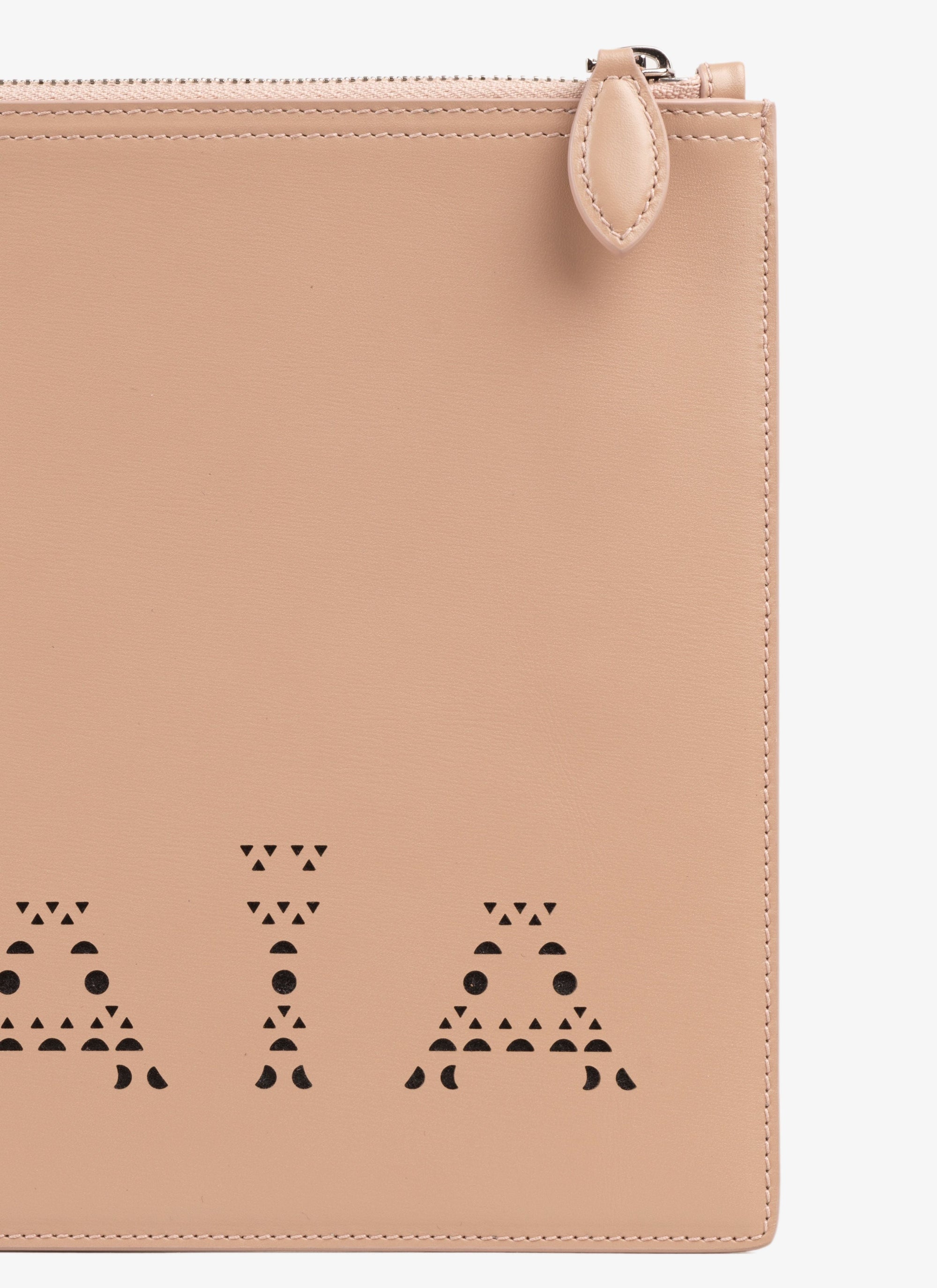 Grande pochette avec logo en cuir - Sable