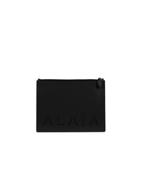 Large leather logo pouch - Black