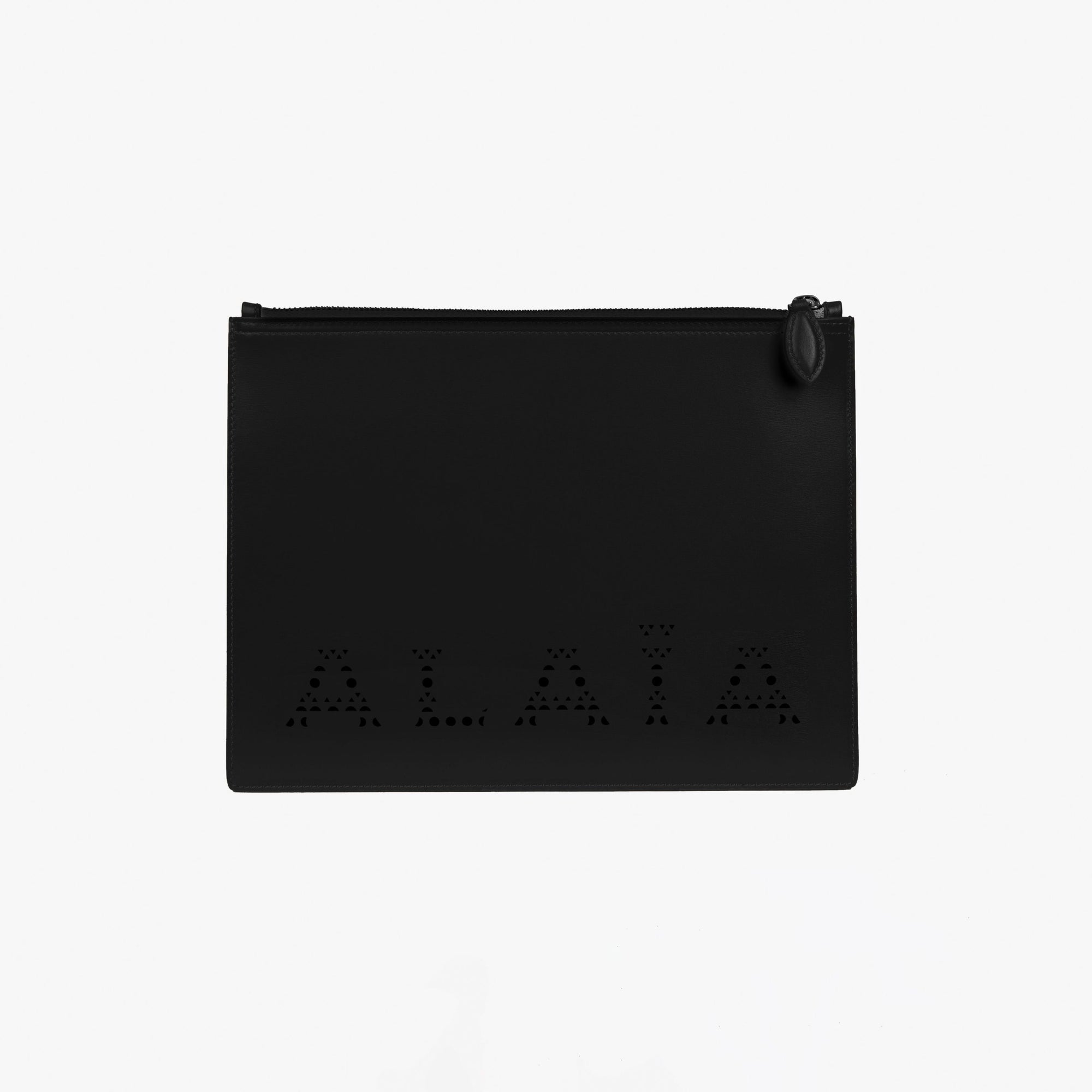 Large leather logo pouch - Black