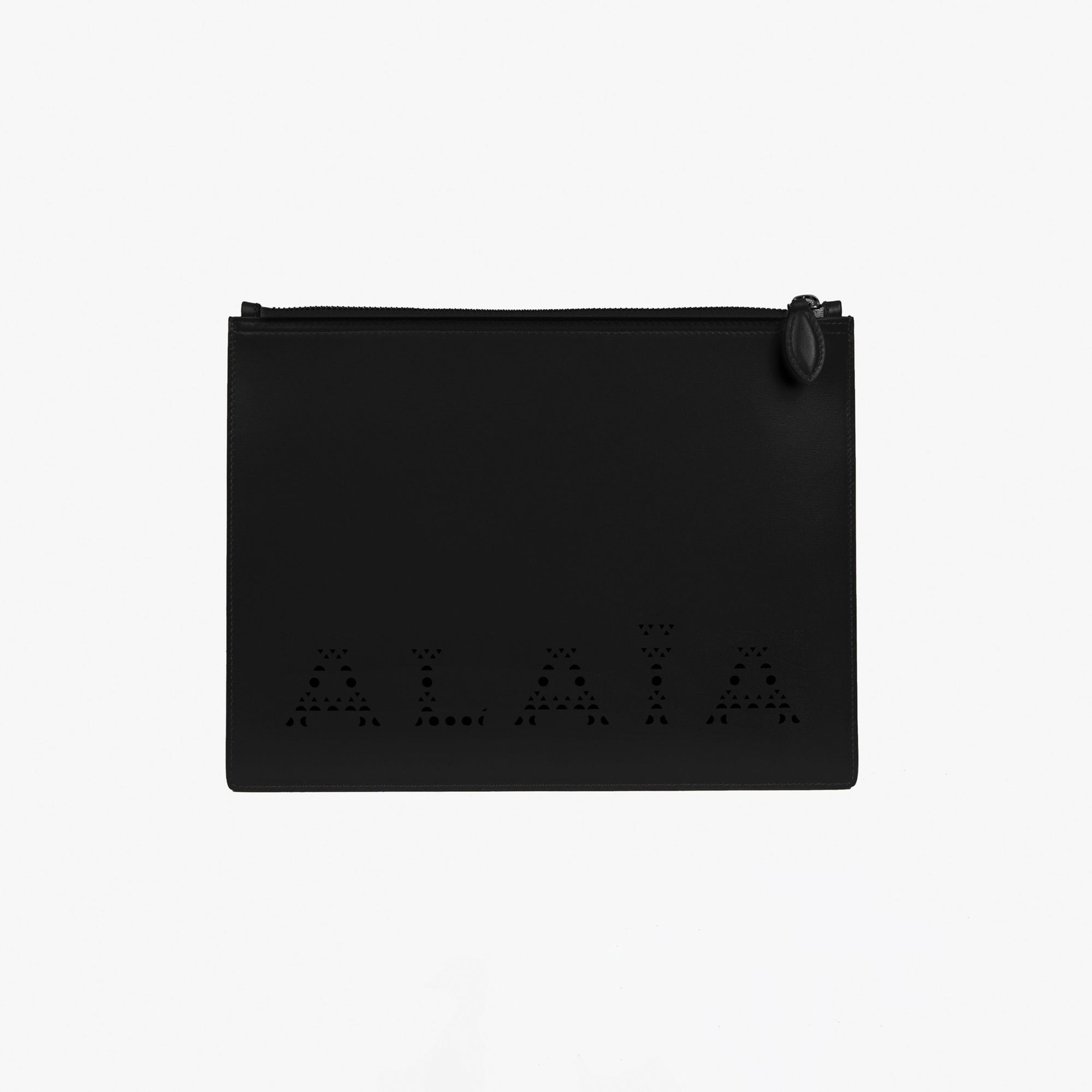 Large leather logo pouch - Black