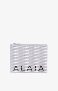 Large leather logo pouch - Optic White