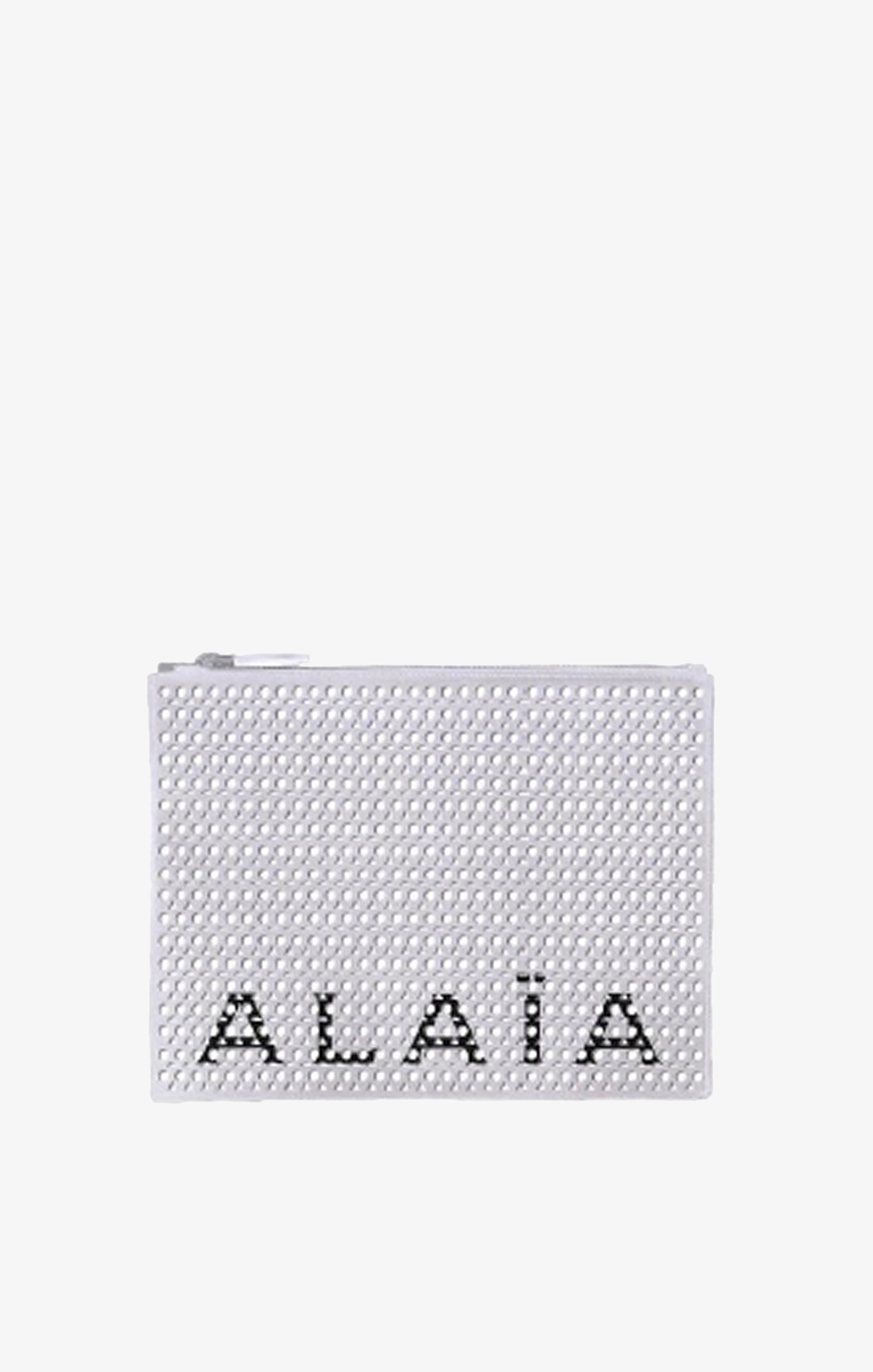 Large leather logo pouch - Optic White
