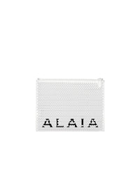 Large leather logo pouch - Optic White