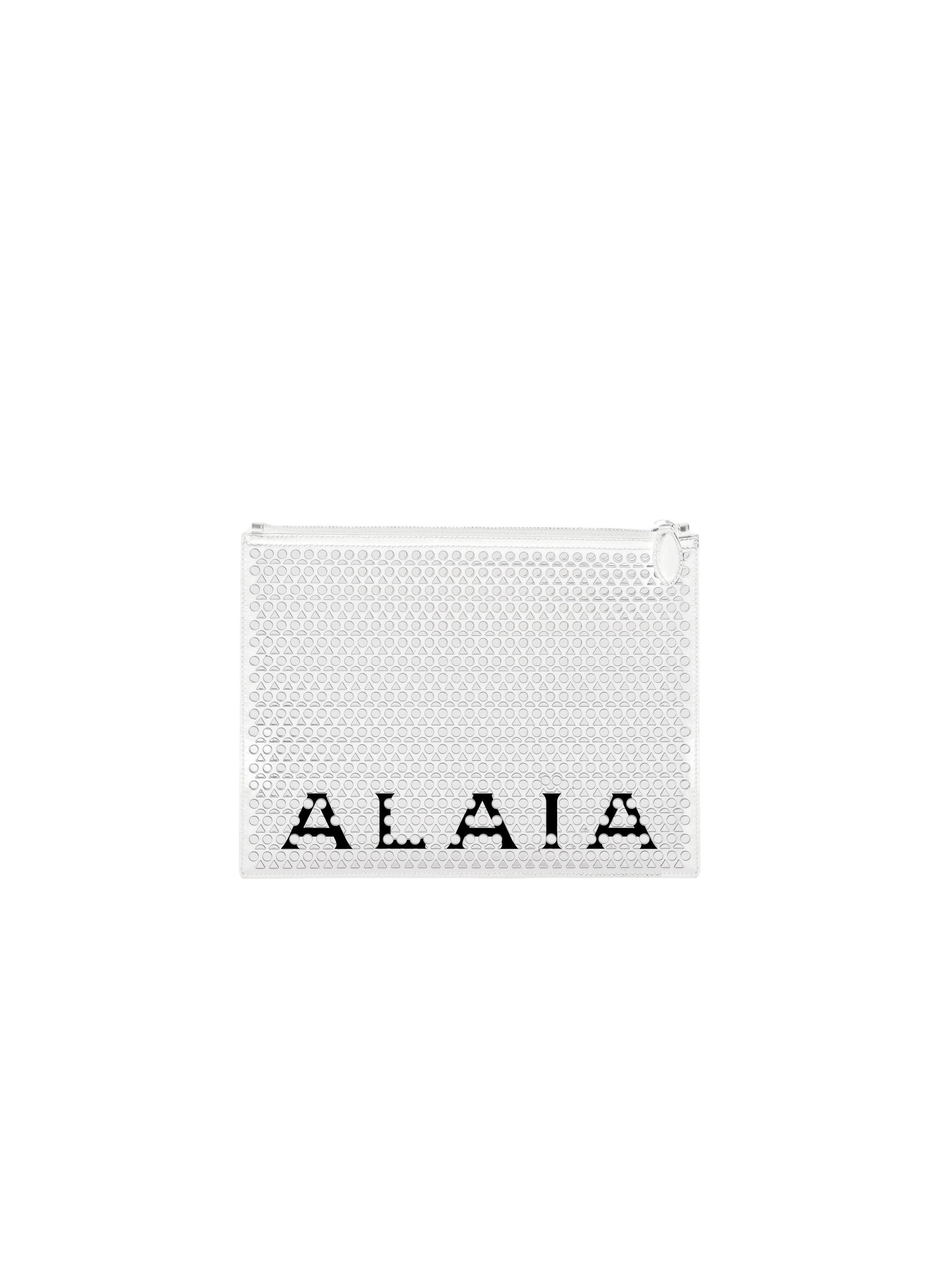 Large leather logo pouch - Optic White