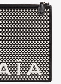 Grande pochette avec logo en cuir - Noir