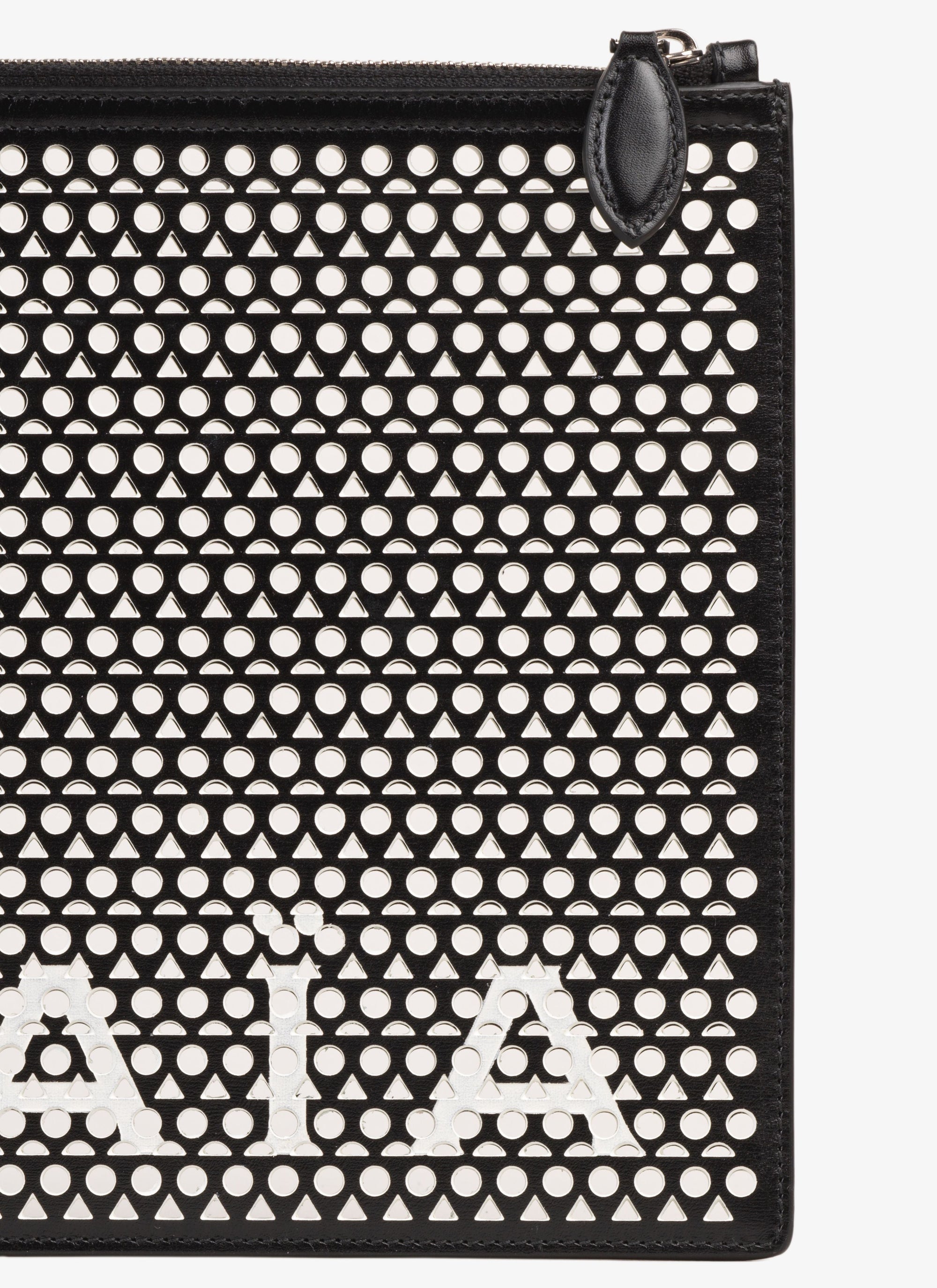 Grande pochette avec logo en cuir - Noir