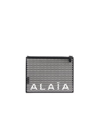 Grande pochette avec logo en cuir - Noir