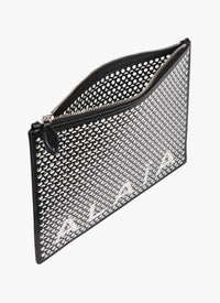 Grande pochette avec logo en cuir - Noir