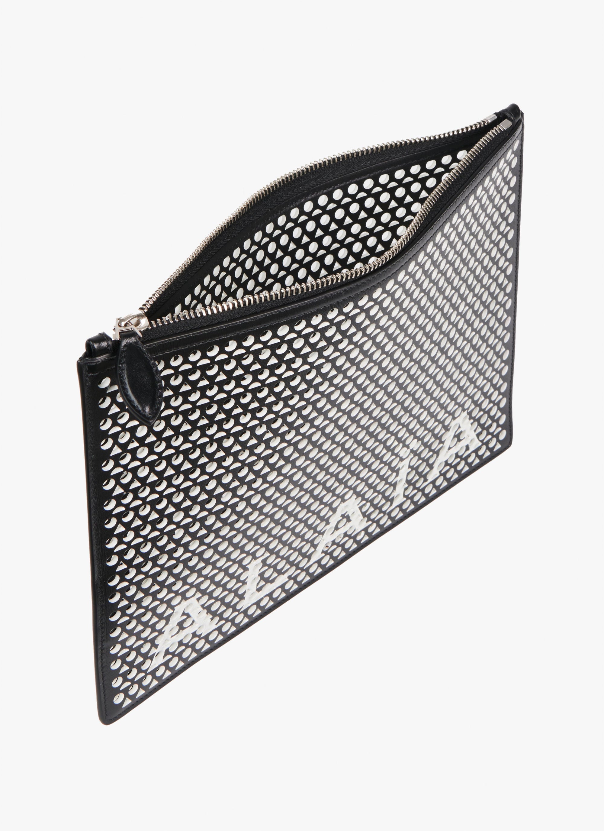 Grande pochette avec logo en cuir - Noir