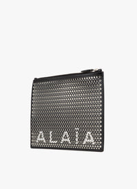 Grande pochette avec logo en cuir - Noir