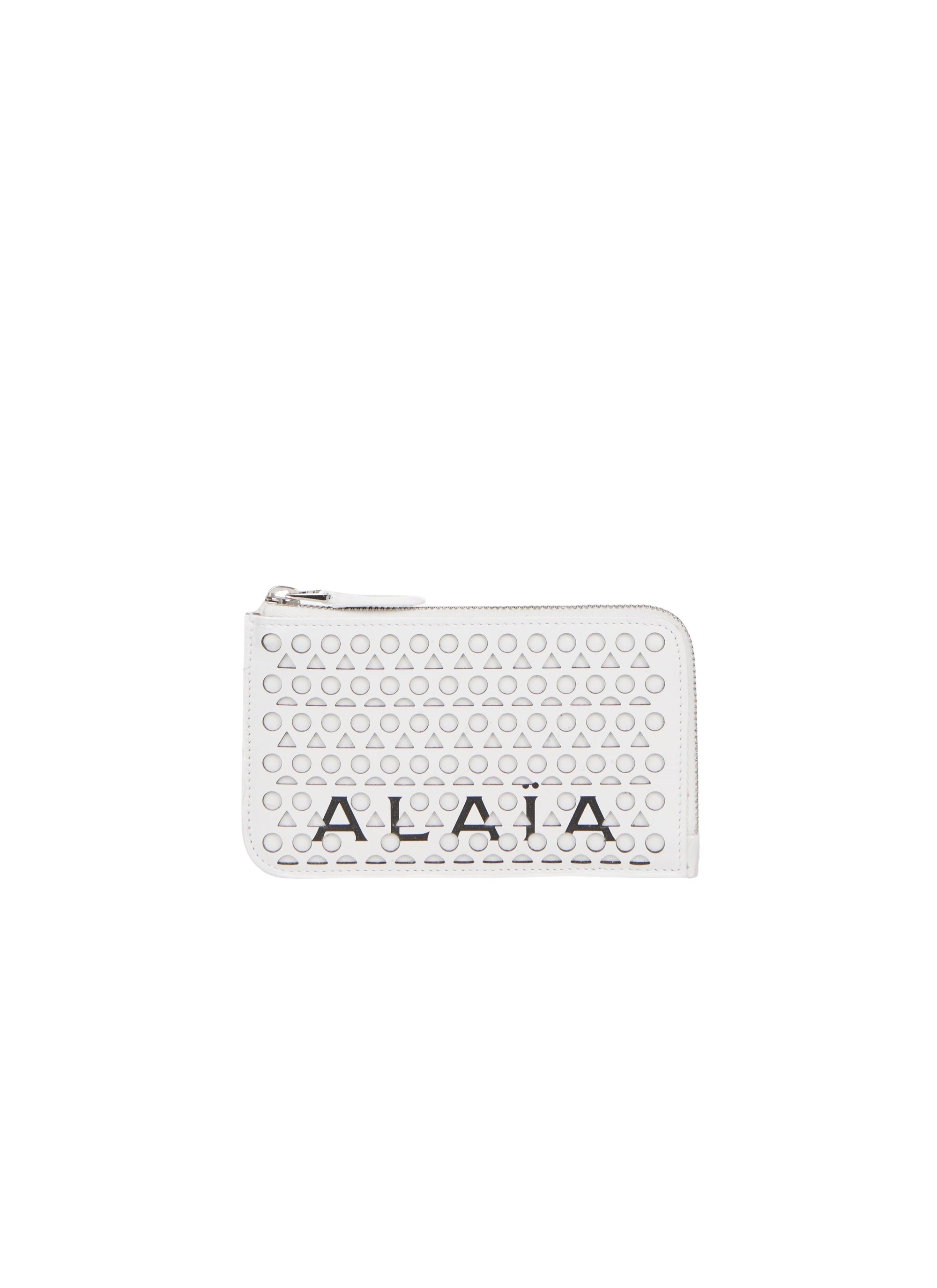 Small zipped leather wallet - Optic White