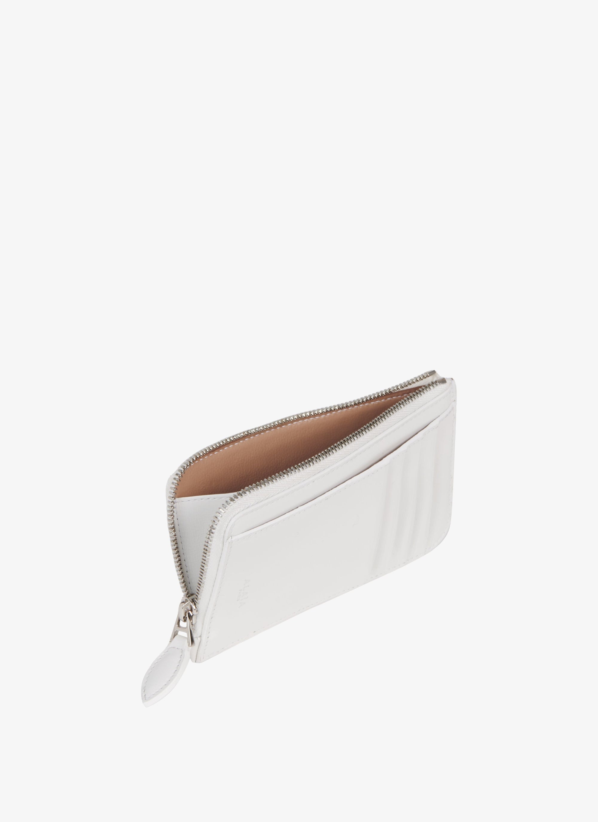 Small zipped leather wallet - Optic White