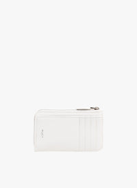 Small zipped leather wallet - Optic White