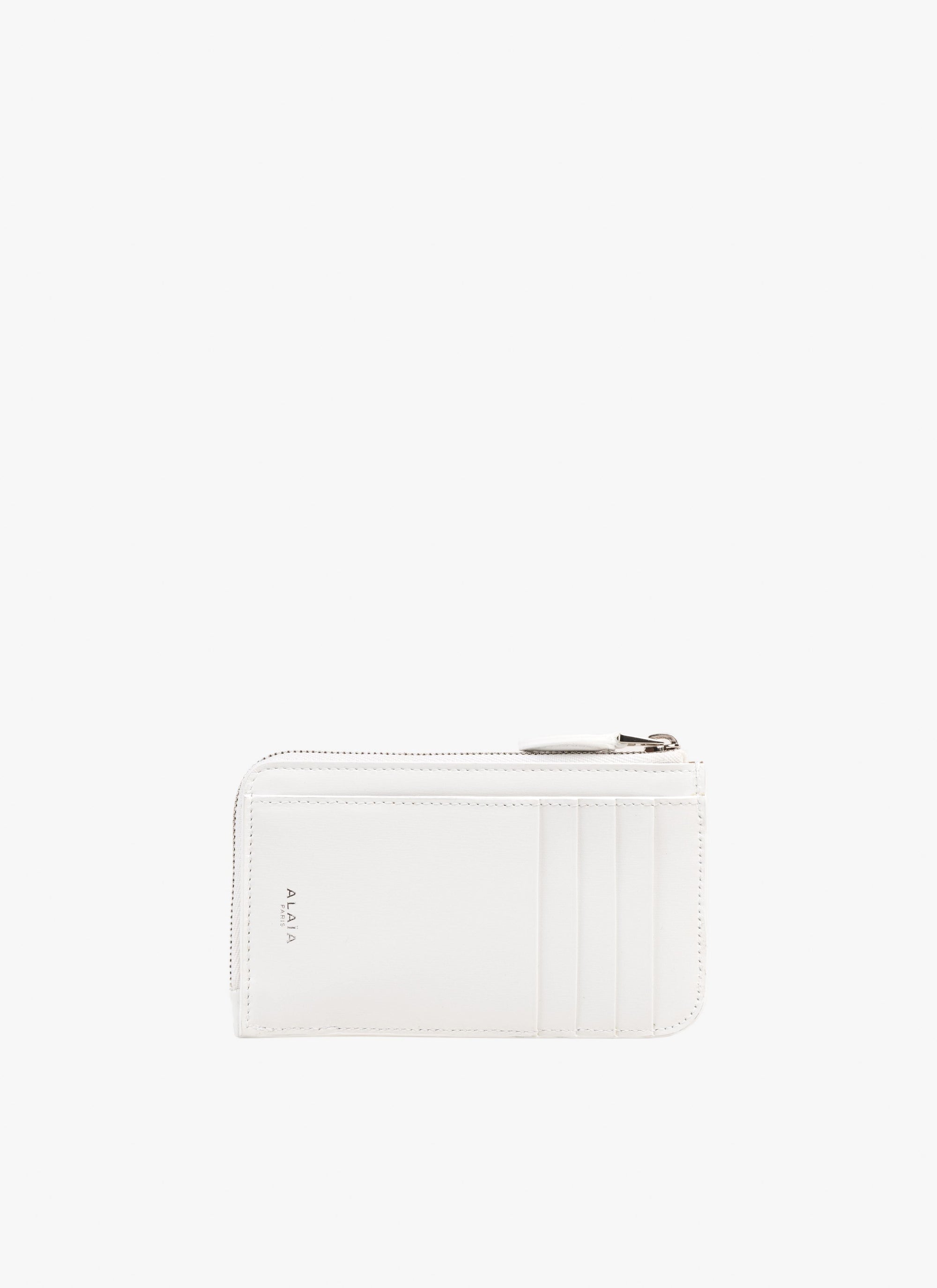 Small zipped leather wallet - Optic White