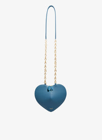 Petit sac Le Cœur à chaine en cuir brillant - Bleu Ardoise