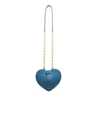 Petit sac Le Cœur à chaine en cuir brillant - Bleu Ardoise