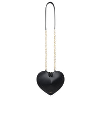 Le Cœur Small Shiny Leather Chain Bag - Black