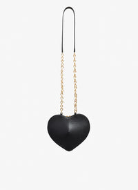 Le Cœur Small Shiny Leather Chain Bag - Black