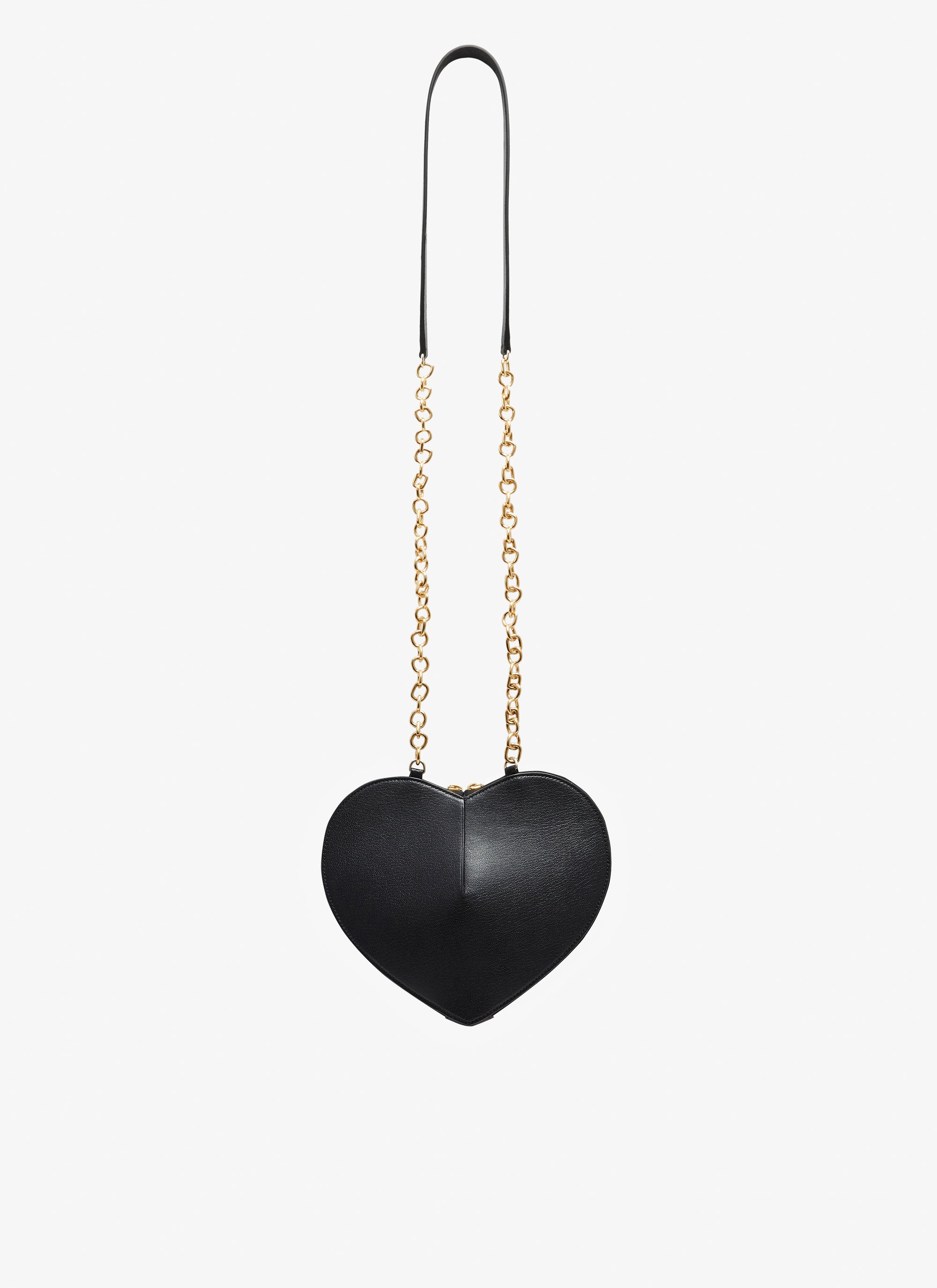Le Cœur Small Shiny Leather Chain Bag - Black