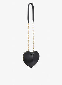 Le Cœur Small Shiny Leather Chain Bag - Black
