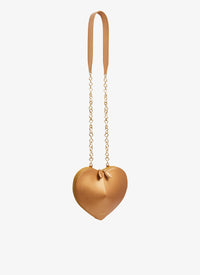 Le Coeur small metallic leather chain bag - Copper