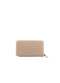 Portefeuille zippé à motif ajouré en cuir - Sable