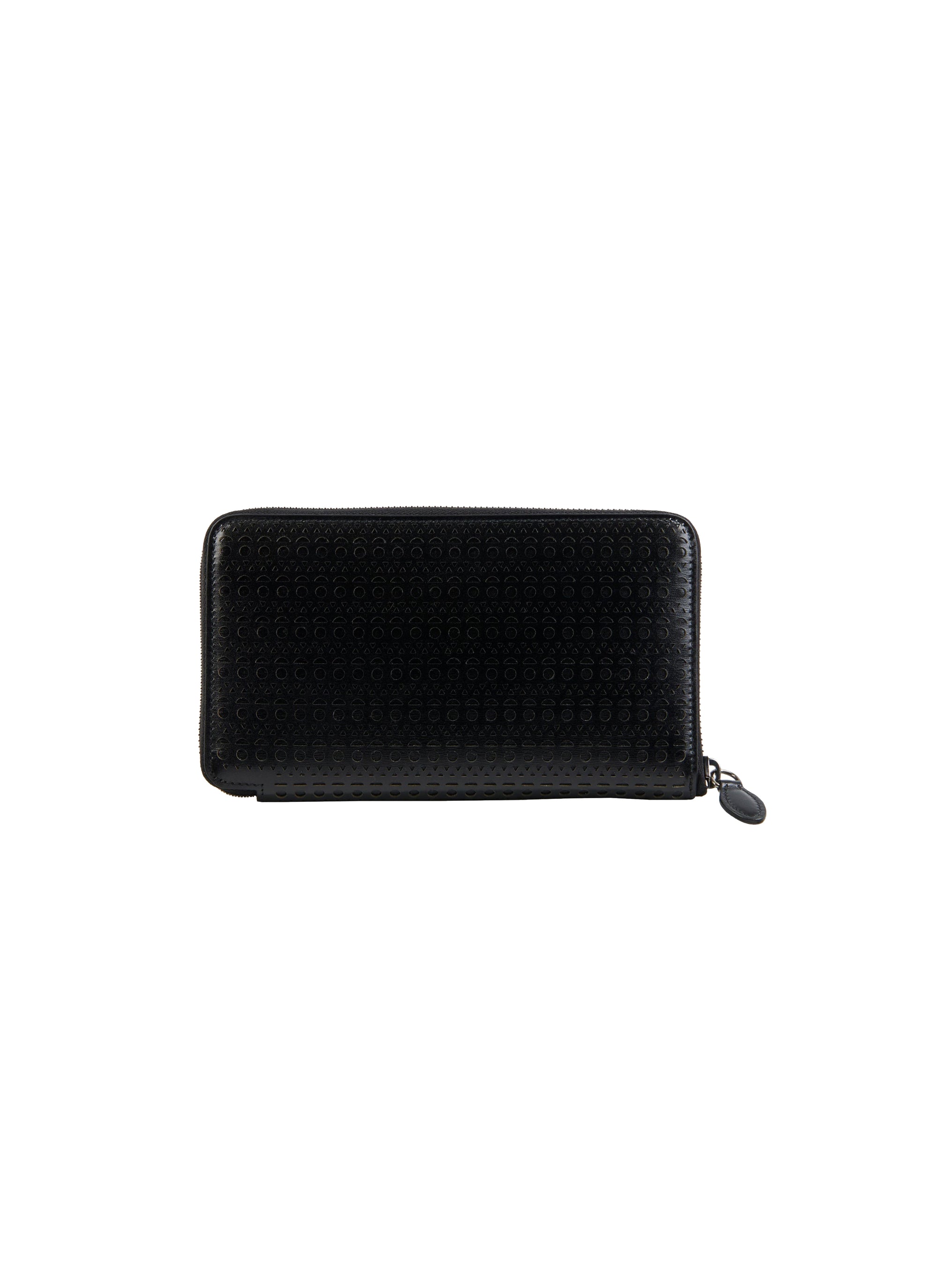 Zipped openwork wallet in leather - Black intense