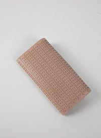 Openwork flap wallet in leather - Sand