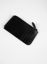 Porte-cartes zippé à motif ajouré en cuir - Noir