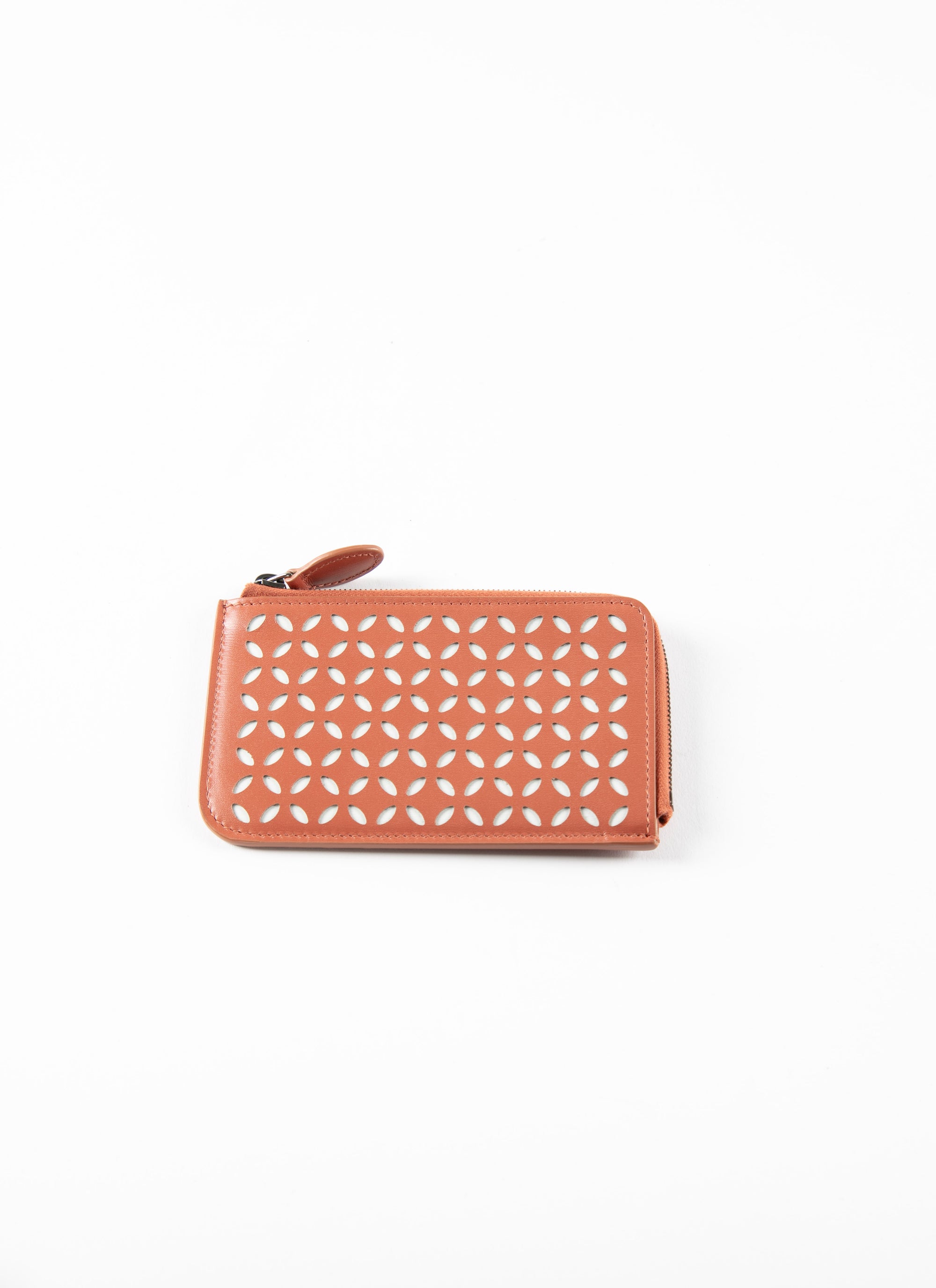 Leather Petals card holder - Coral & White
