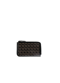 Leather Petals card holder - Black & Sand