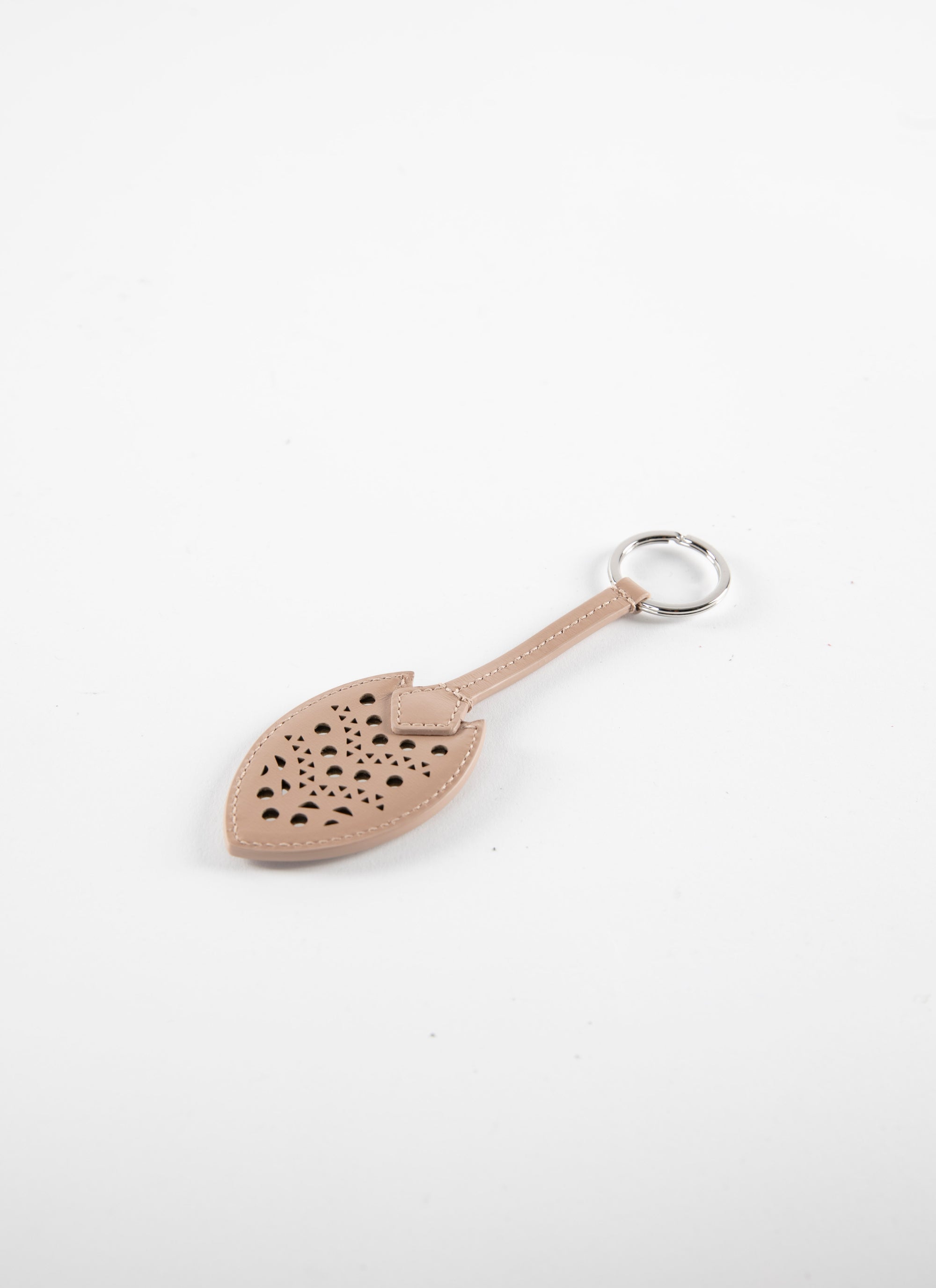 Porte-clés ajouré avec miroir en cuir - Sable