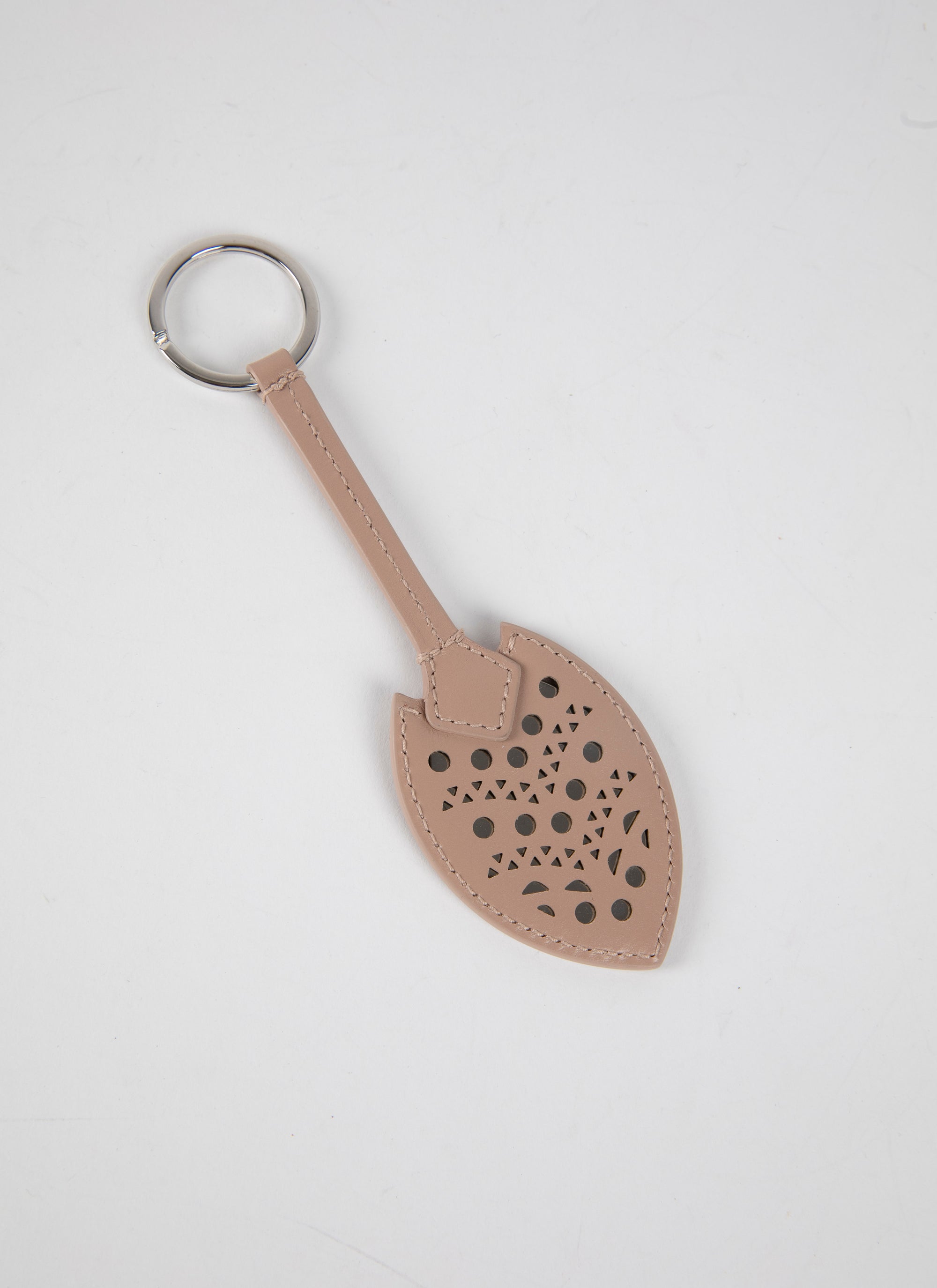 Porte-clés ajouré avec miroir en cuir - Sable