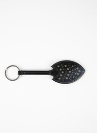 Porte-clés ajouré avec miroir en cuir - Noir