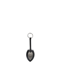 Porte-clés ajouré avec miroir en cuir - Noir