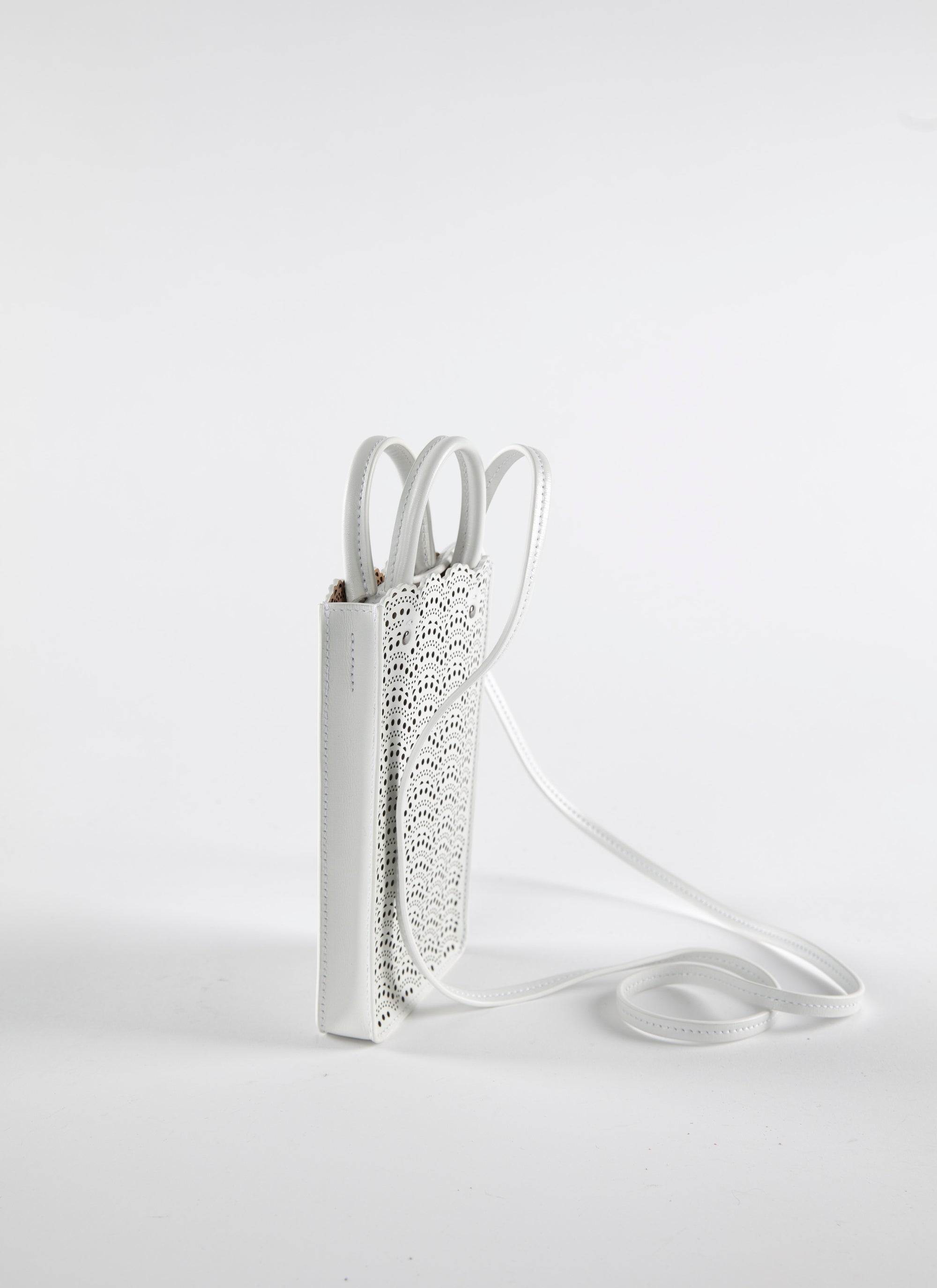 Porte téléphone Garance en cuir - Blanc Optique