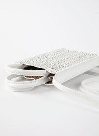 Porte téléphone Garance en cuir - Blanc Optique