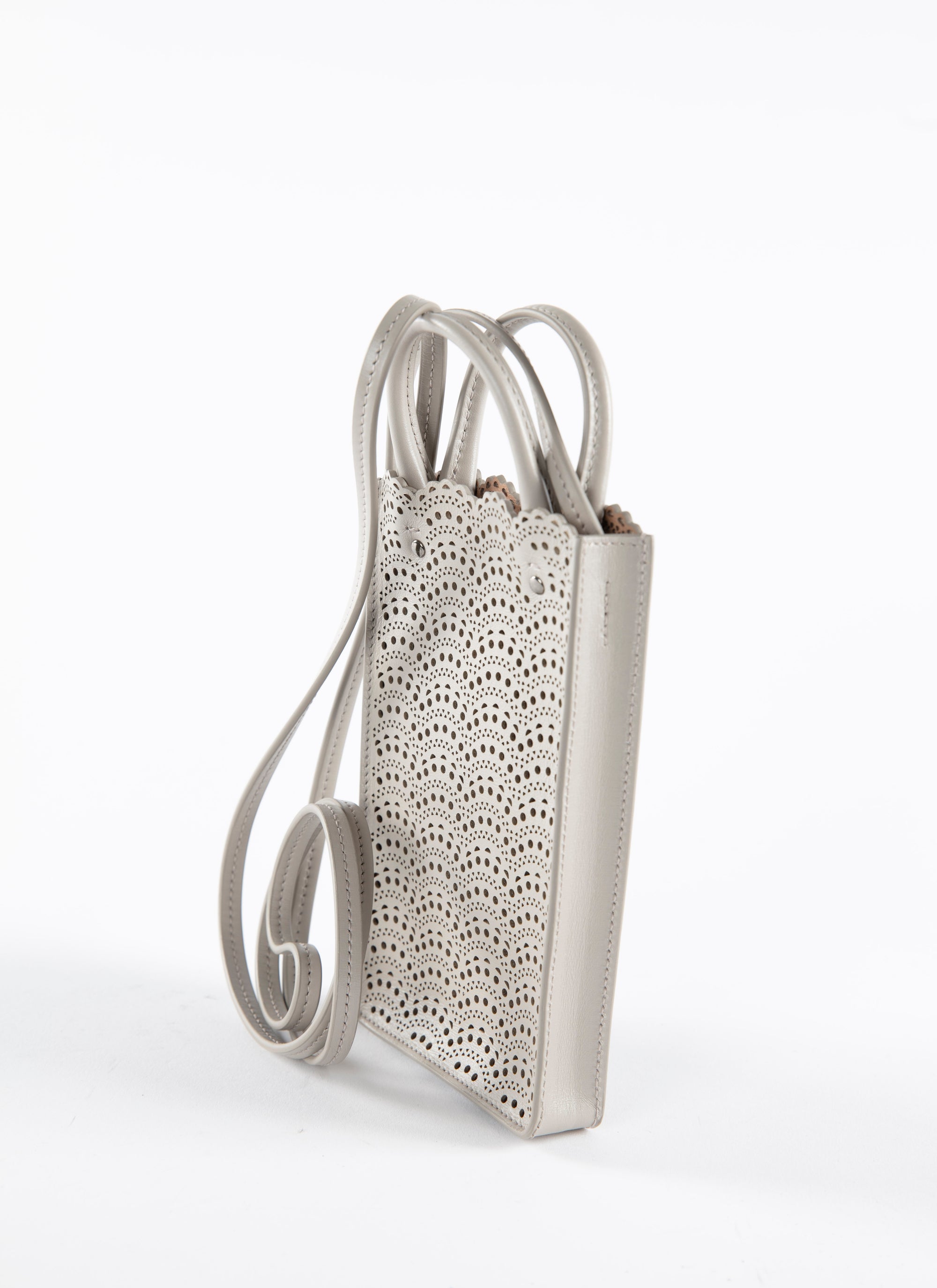 Porte téléphone Garance en cuir - Perle