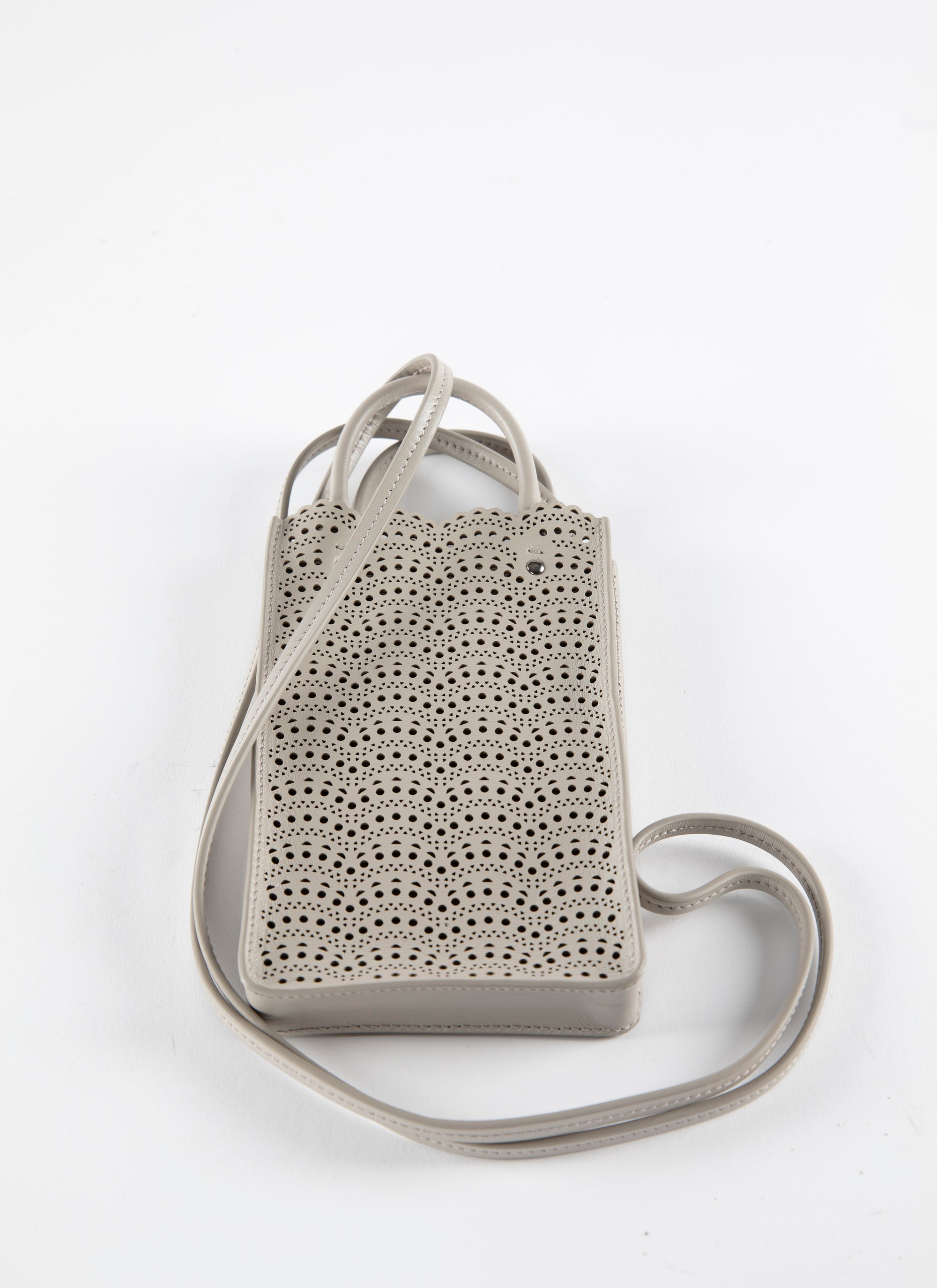 Porte téléphone Garance en cuir - Perle