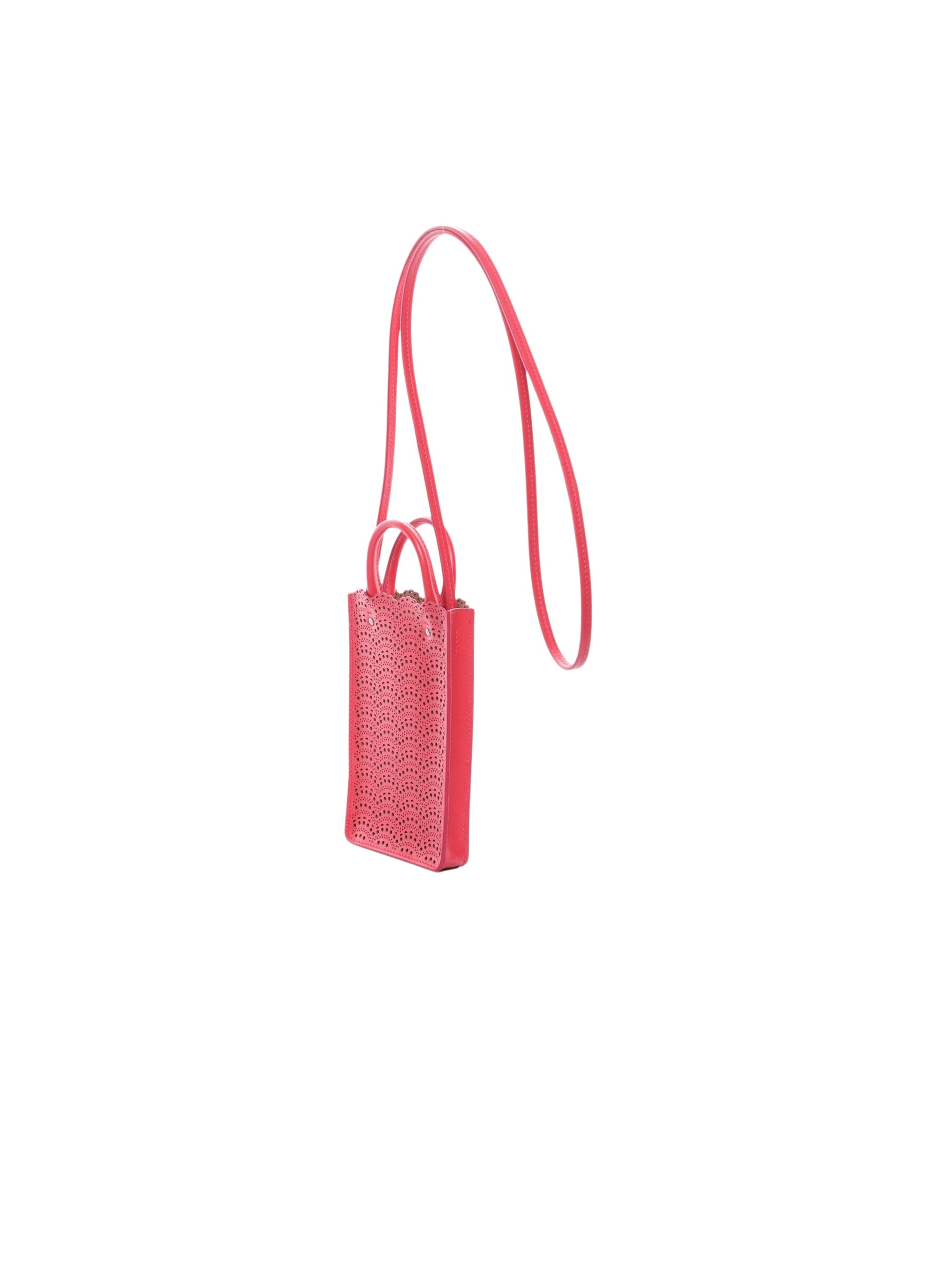 Porte téléphone Garance en cuir - Framboise