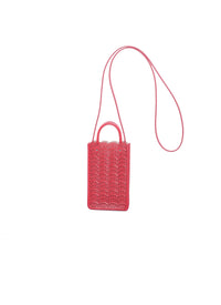 Porte téléphone Garance en cuir - Framboise