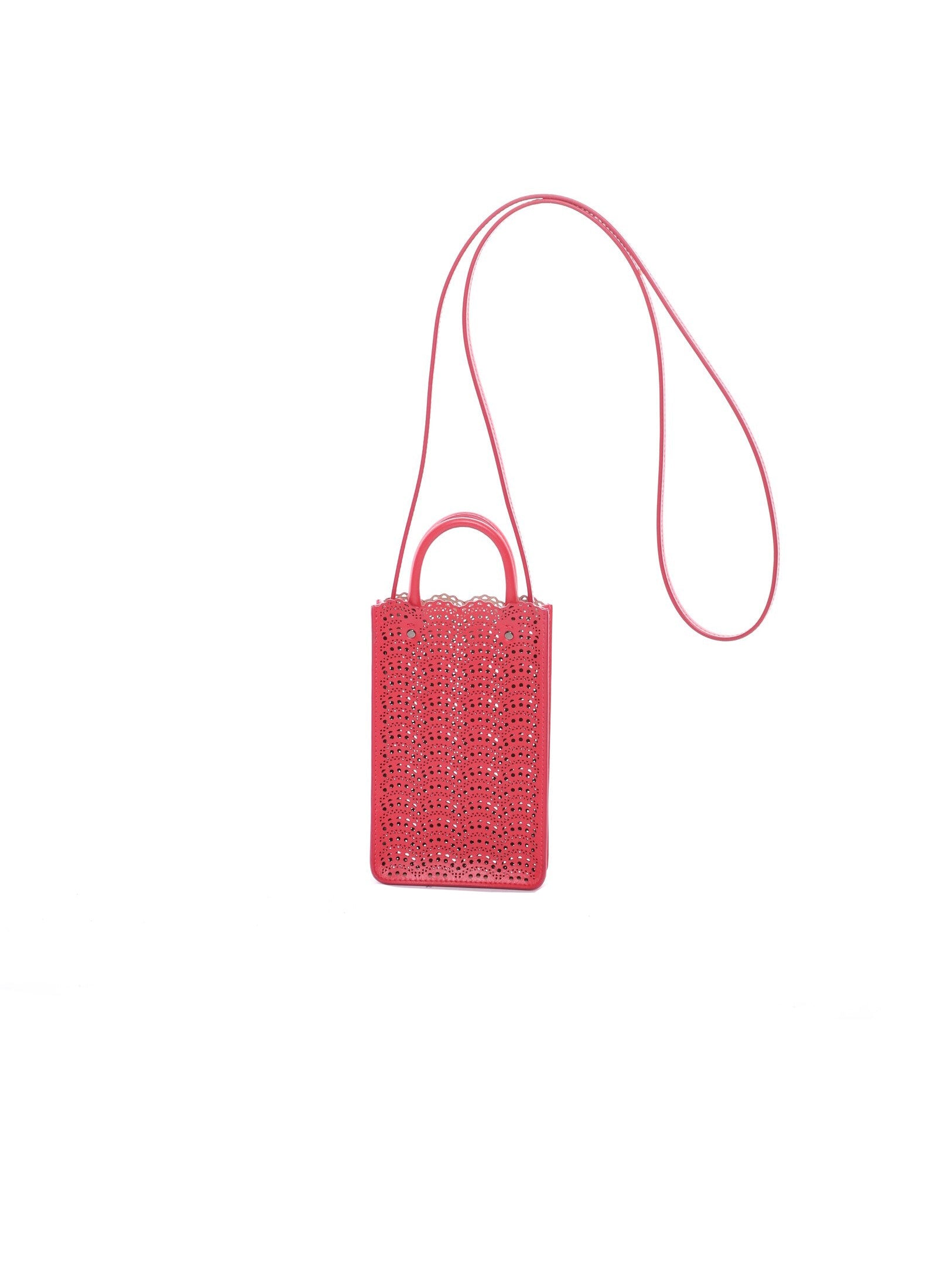 Porte téléphone Garance en cuir - Framboise