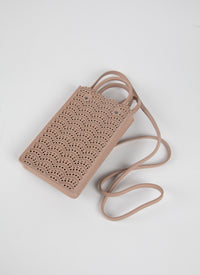 Garance phone holder in leather - Sand