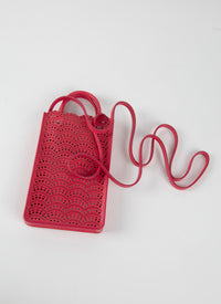 Porte téléphone Garance en cuir - Framboise