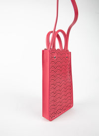 Porte téléphone Garance en cuir - Framboise