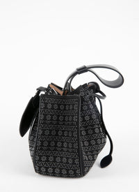 Leather Rose Marie bag with studs - Black intense