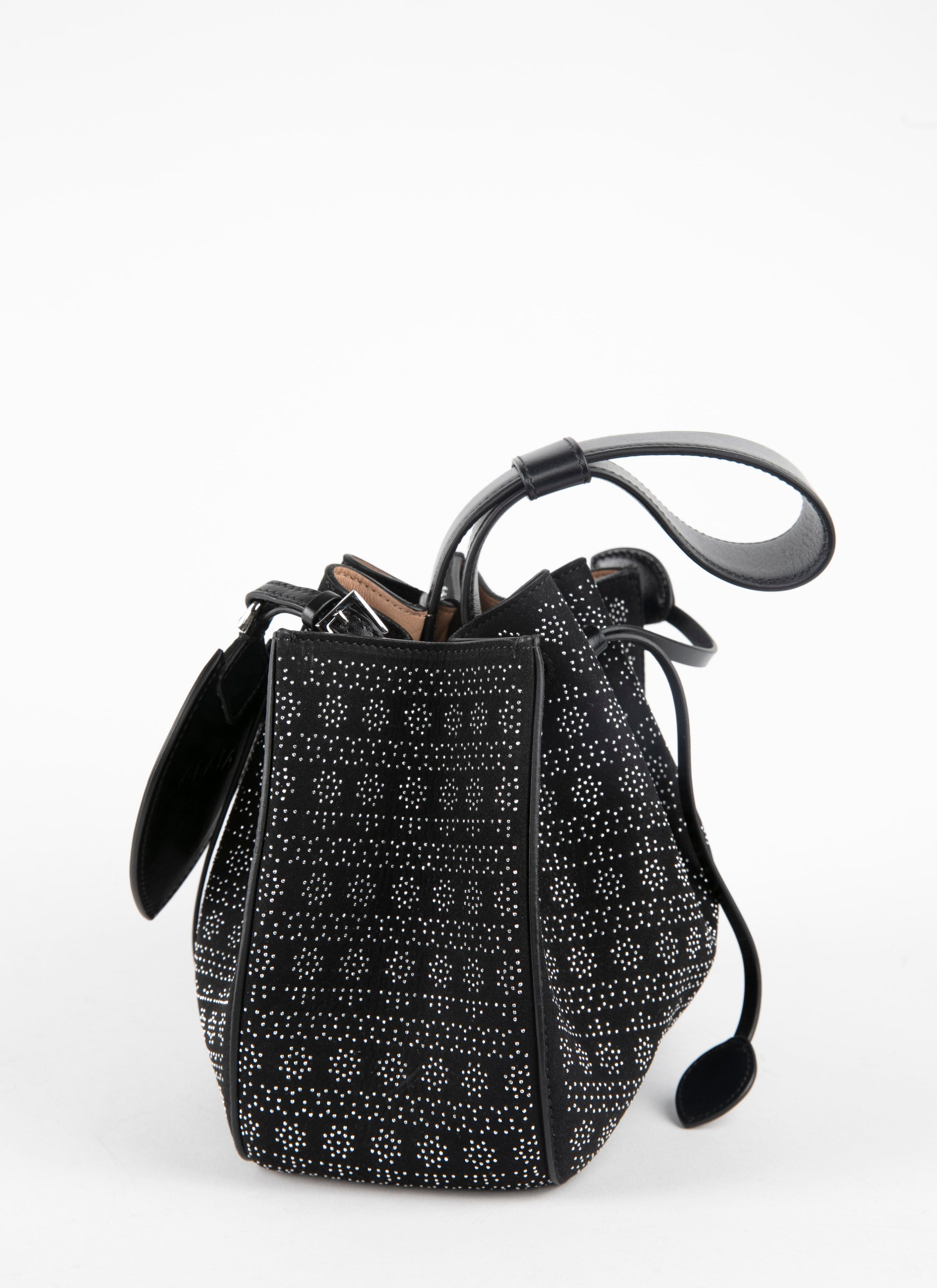 Leather Rose Marie bag with studs - Black intense